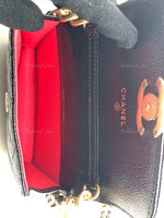 Sold-CHANEL Black Caviar Mini Clutch Crossbody Flap Gold Hardware