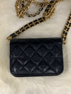 Sold-CHANEL Black Caviar Mini Clutch Crossbody Flap Gold Hardware