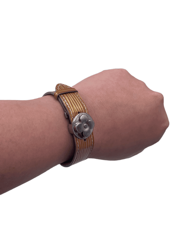 LOUIS VUITTON Light Brown Vernis Leather Good Luck Bracelet