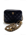 Sold-CHANEL Black Lambskin Pearl Crush Mini Vanity Camera Bag in Aged Gold Hardware