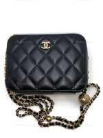 Sold-CHANEL Black Lambskin Pearl Crush Mini Vanity Camera Bag in Aged Gold Hardware