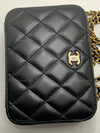 Sold-CHANEL Black Lambskin Pearl Crush Mini Vanity Camera Bag in Aged Gold Hardware