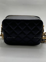 Sold-CHANEL Black Lambskin Pearl Crush Mini Vanity Camera Bag in Aged Gold Hardware