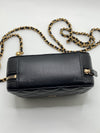 Sold-CHANEL Black Lambskin Pearl Crush Mini Vanity Camera Bag in Aged Gold Hardware