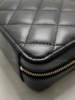 Sold-CHANEL Black Lambskin Pearl Crush Mini Vanity Camera Bag in Aged Gold Hardware