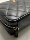 Sold-CHANEL Black Lambskin Pearl Crush Mini Vanity Camera Bag in Aged Gold Hardware