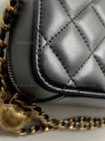 Sold-CHANEL Black Lambskin Pearl Crush Mini Vanity Camera Bag in Aged Gold Hardware