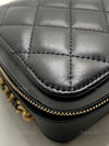 Sold-CHANEL Black Lambskin Pearl Crush Mini Vanity Camera Bag in Aged Gold Hardware