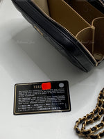 Sold-CHANEL Black Lambskin Pearl Crush Mini Vanity Camera Bag in Aged Gold Hardware