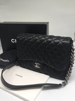 Sold-CHANEL CC Caviar (Large Size) Single Flap Bag black/aged silver hardware