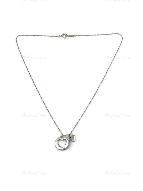 Tiffany 
Co 925 Silver Heart and Circle Tag Pendant Necklace