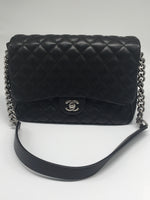 Sold-CHANEL CC Caviar (Large Size) Single Flap Bag black/aged silver hardware