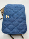 Sold-CHANEL Denim Blue Pearl Crush Mini Vanity Camera Bag in Aged Gold Hardware