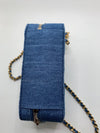 Sold-CHANEL Denim Blue Pearl Crush Mini Vanity Camera Bag in Aged Gold Hardware