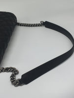 Sold-CHANEL CC Caviar (Large Size) Single Flap Bag black/aged silver hardware