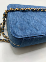 Sold-CHANEL Denim Blue Pearl Crush Mini Vanity Camera Bag in Aged Gold Hardware