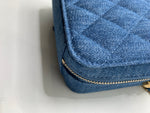 Sold-CHANEL Denim Blue Pearl Crush Mini Vanity Camera Bag in Aged Gold Hardware