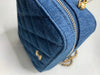 Sold-CHANEL Denim Blue Pearl Crush Mini Vanity Camera Bag in Aged Gold Hardware