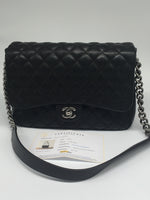 Sold-CHANEL CC Caviar (Large Size) Single Flap Bag black/aged silver hardware