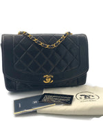 Sold-CHANEL Lambskin Medium Diana Single Chain Single Flap Bag Black/gold