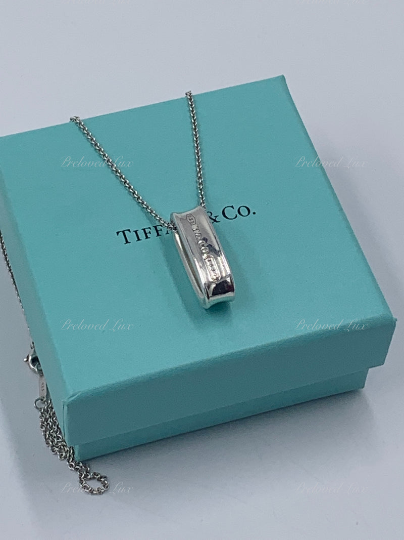 Sold-Tiffany 
Co 925 Silver 1837 Oval Ring Pendant Necklace