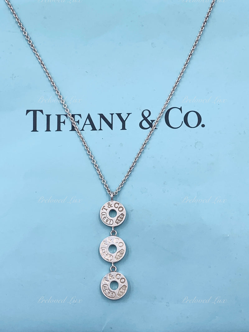 Tiffany 
Co 925 Silver 1837 Triple Circle Pendant Necklace