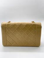 Sold-CHANEL Lambskin Medium Diana Single Chain Single Flap Bag Beige/gold