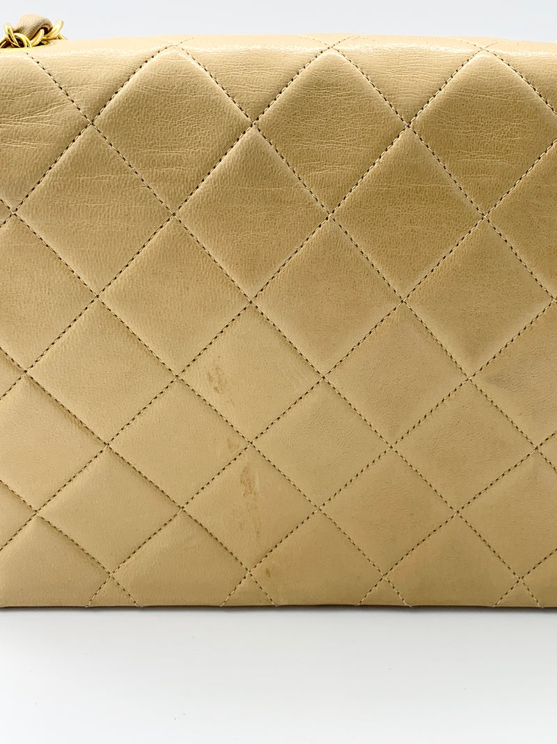 Sold-CHANEL Lambskin Medium Diana Single Chain Single Flap Bag Beige/gold