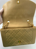 Sold-CHANEL Lambskin Medium Diana Single Chain Single Flap Bag Beige/gold