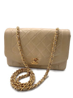 Sold-CHANEL Lambskin Medium Diana Single Chain Single Flap Bag Beige/gold