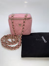 Sold-CHANEL Caviar Sakura Pink Mini Square Vanity Case Chain Bag Light Gold Hardware