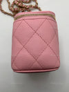 Sold-CHANEL Caviar Sakura Pink Mini Square Vanity Case Chain Bag Light Gold Hardware