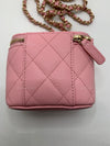 Sold-CHANEL Caviar Sakura Pink Mini Square Vanity Case Chain Bag Light Gold Hardware