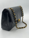 Sold-CHANEL Classic Lambskin Double Chain Double Medium Flap Bag black/gold