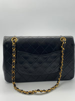 Sold-CHANEL Classic Lambskin Double Chain Double Medium Flap Bag black/gold