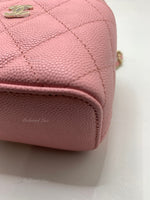 Sold-CHANEL Caviar Sakura Pink Mini Square Vanity Case Chain Bag Light Gold Hardware