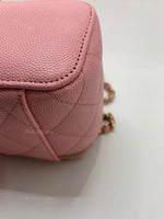 Sold-CHANEL Caviar Sakura Pink Mini Square Vanity Case Chain Bag Light Gold Hardware