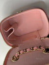 Sold-CHANEL Caviar Sakura Pink Mini Square Vanity Case Chain Bag Light Gold Hardware