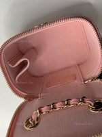 Sold-CHANEL Caviar Sakura Pink Mini Square Vanity Case Chain Bag Light Gold Hardware