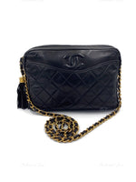 Sold-CHANEL Lambskin Black Camera Bag with Tassel