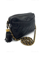 Sold-CHANEL Lambskin Black Camera Bag with Tassel