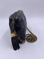 Sold-CHANEL Lambskin Black Camera Bag with Tassel