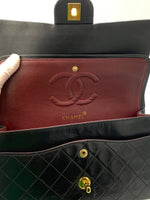 Sold-CHANEL Classic Lambskin Double Chain Double Medium Flap Bag black/gold