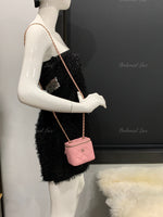 Sold-CHANEL Caviar Sakura Pink Mini Square Vanity Case Chain Bag Light Gold Hardware