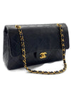 Sold-CHANEL Classic Lambskin Double Chain Double Medium Flap Bag black/gold