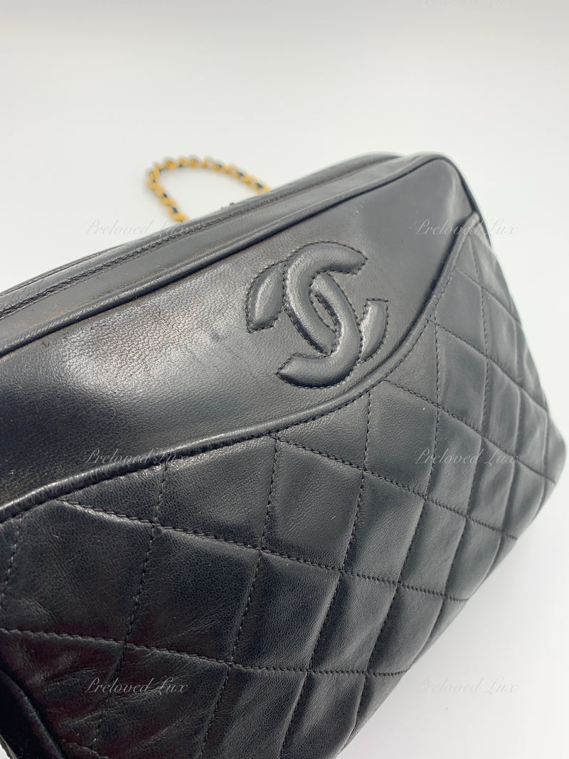 Sold-CHANEL Lambskin Black Camera Bag with Tassel