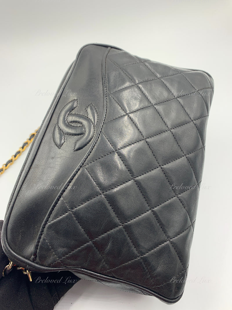 Sold-CHANEL Lambskin Black Camera Bag with Tassel