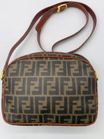 Sold-FENDI Zucca Spalmati Camera Case Tobacco Caramello FF Logo Crossbody Bag