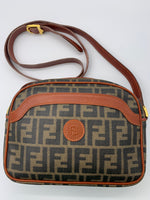 Sold-FENDI Zucca Spalmati Camera Case Tobacco Caramello FF Logo Crossbody Bag