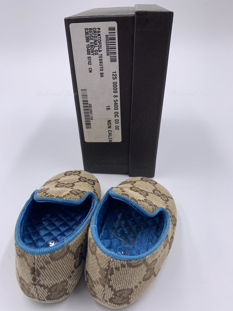 Sold-Gucci Baby Brown Monogram GG Logo Shoes Size EU 16 US 1